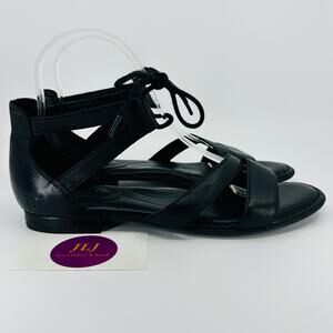 Born Women's Casma Black Leather Ankle Tie Flatform Gladiator Sandals Size 8